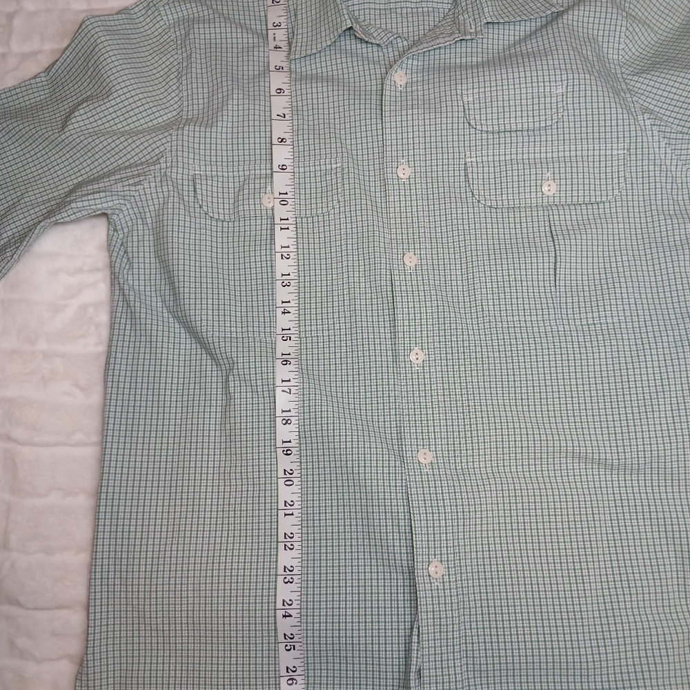 Lands’ End Men’s Short Sleeve Button-Down Shirt Green Check Plaid | Size M - Picture 7 of 10